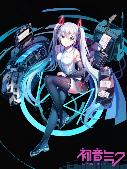 yande.re 361210 hatsune miku headphones heels red flowers tattoo thighhighs vocaloid