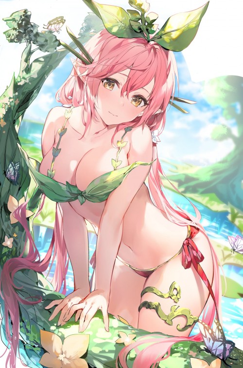 yande.re 594705 bikini garter granblue fantasy pointy ears swimsuits umibouz yggdrasill (granblue fa