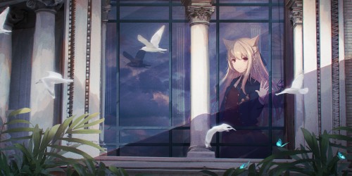 305558 animal ears long hair original reflection sagiri (ulpha220)