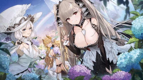 305701 anthropomorphism azur lane blonde hair blue eyes breasts chain cleavage cropped dress flowerc