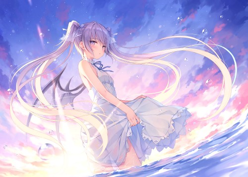 Konachan.com---318247-blush-clouds-demon-dress-long_hair-original-purple_eyes-purple_hair-rurudo-see_through-signed-skirt_lift-sky-summer_dress-twintails-water-wet-wings.jpg