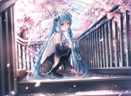 Konachan.com 324298 aqua eyes aqua hair dangmyo hatsune miku long hair twintails vocaloid