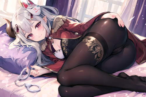 Konachan.com---365647-ass-bed-blush-breasts-cameltoe-cat_smile-cleavage-demon-gray_hair-horns-long_hair-mask-nijisanji-pantyhose-pointed_ears-red_eyes-shackles-sugiki.png